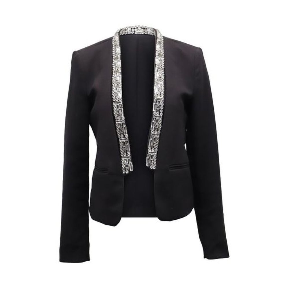 Michael Kors Size 2 Black Blazer with Diamond Trim